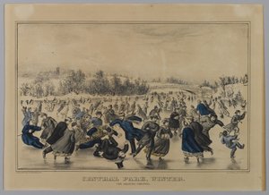Central Park, inverno. Il carnevale del pattinaggio. da N. and Ives, J.M. Currier